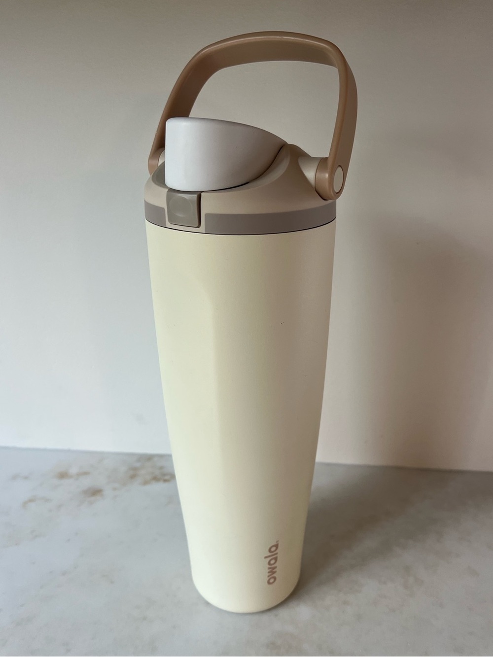 Owalo Cream Travel Water Bottle with Handle